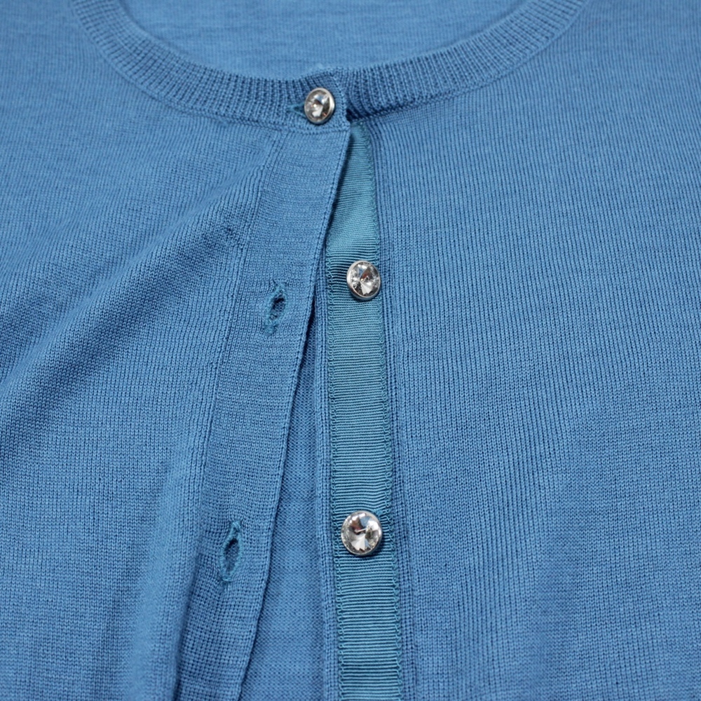 Jeweled Button Ann Taylor Cardigan Blue Size SM - Picture 8 of 8